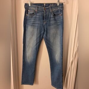 7 For All Mankind Josefina Skinny Boyfriend Denim Button Fly Jeans Sz 26